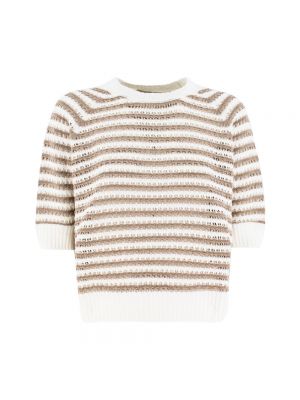 Mesh gestreifter pullover Le Tricot Perugia beige