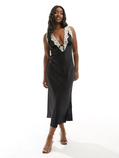 Кружевное платье миди Abercrombie & Fitch черное
