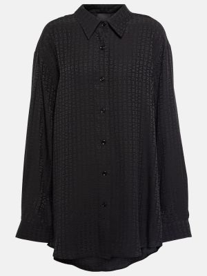Žakárová hodvábna košeľa Givenchy čierna