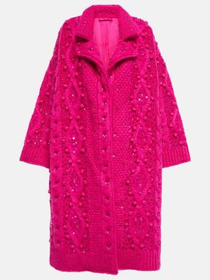 Abrigo de lana mohair Valentino rosa