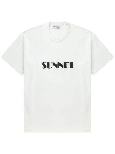 Памучна тениска с принт Sunnei бяло