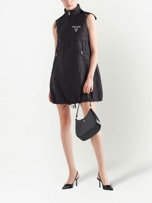 Nailoninis mini suknele su užtrauktuku Prada juoda