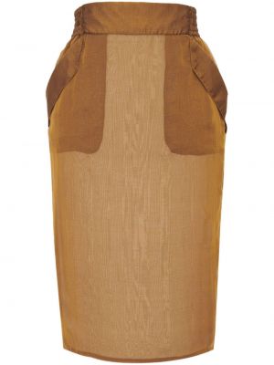 Jedwabna spódnica ołówkowa Saint Laurent brązowa