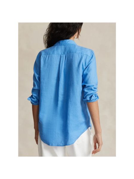 Lniana koszula klasyczna Ralph Lauren niebieska