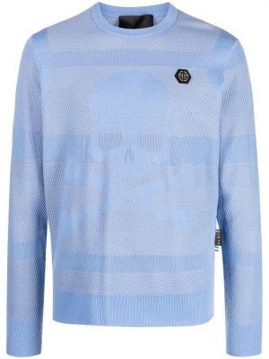 Sweter wełniany Philipp Plein niebieski