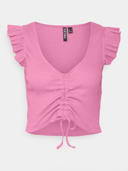 Koszulka z nadrukiem Pieces (petite) różowa