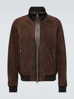 Giacca bomber in pelle scamosciata Tom Ford marrone