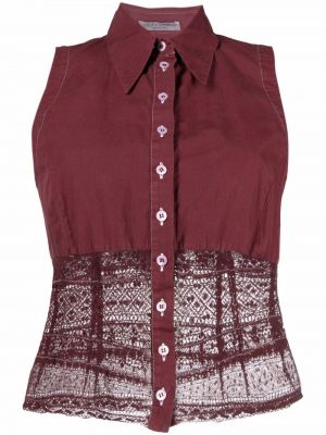 Blusa sin mangas de encaje Dolce & Gabbana Pre-owned rojo