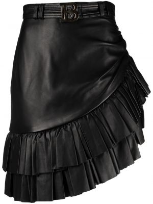 Asymmetrisk ruffle kort skjørt Balmain svart