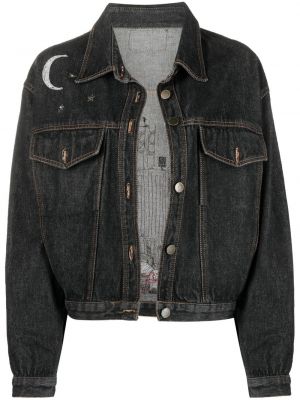 Haftowana kurtka jeansowa A.n.g.e.l.o. Vintage Cult czarna