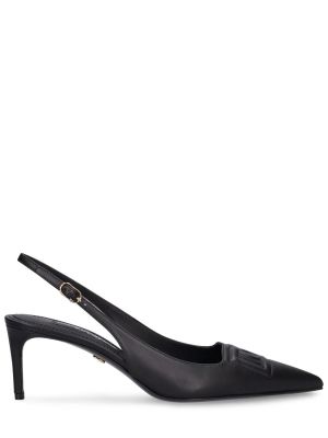 Кожени полуотворени обувки с отворена пета Dolce & Gabbana черно