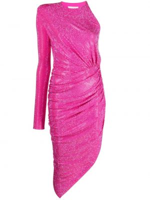Křišťálové midi šaty Alexandre Vauthier růžové