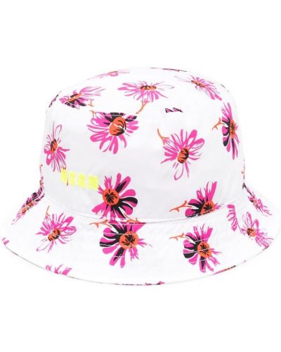 Trykt floral bøttehatt Msgm hvit