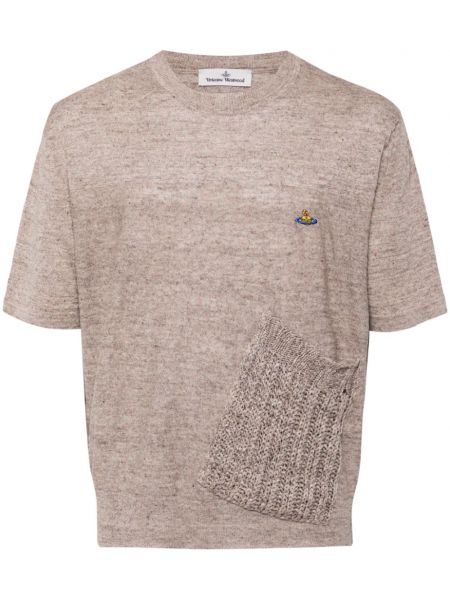 Lininis marškinėliai Vivienne Westwood smėlinė