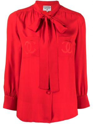 Blusa con lazo Chanel Pre-owned rojo