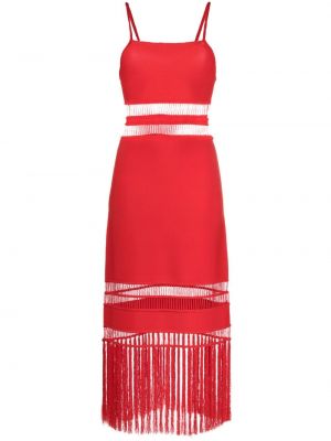 Viskózové pletené šaty s třásněmi z nylonu Cult Gaia - červená