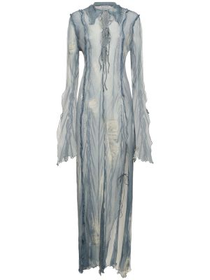 Satynowa sukienka długa z nadrukiem Acne Studios