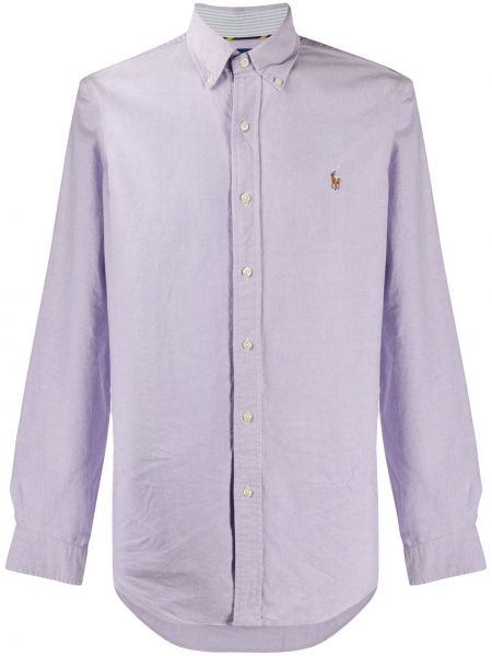 Péřová košile s výšivkou Polo Ralph Lauren fialová