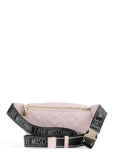 Кожаная поясная сумка из искусственной кожи Love Moschino розовая