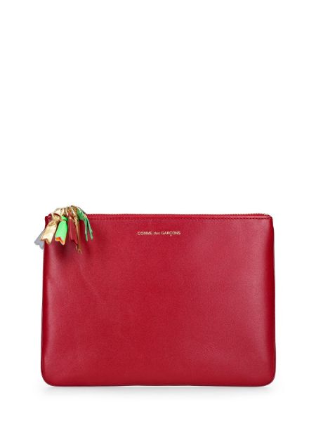 Kožená listová kabelka na zips Comme Des Garçons Wallet červená