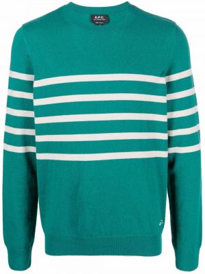 Пуловер на райета с принт A.p.c. зелено