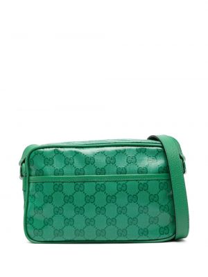 Кожени чанта за ръка Gucci зелено