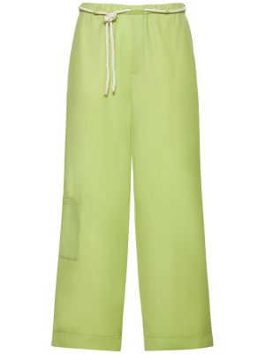 Vlněné kalhoty relaxed fit Bonsai zelené