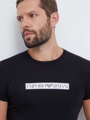 Тениска с дълъг ръкав с принт Emporio Armani Underwear черно