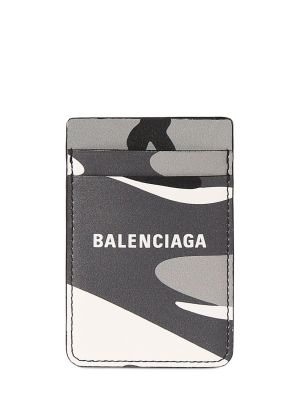 Kožená peňaženka Balenciaga sivá