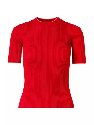 Шерстяной свитер с круглым вырезом Akris Punto красный