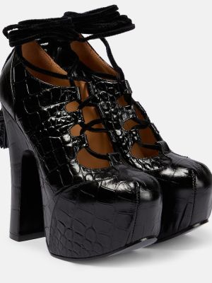 Кожени полуотворени обувки на платформе Vivienne Westwood черно