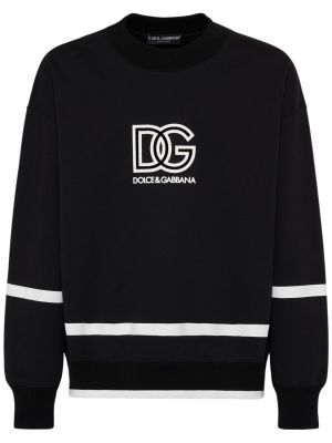 Kokvilnas džemperis bez kapuces džersija Dolce & Gabbana melns