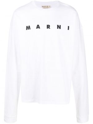 Тениска с принт Marni бяло