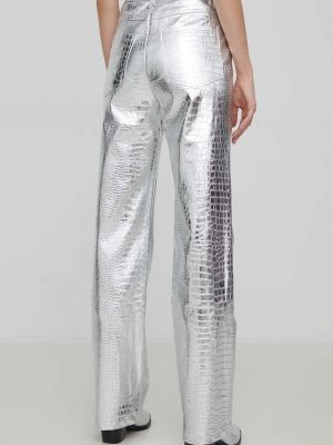 Pantaloni cu talie înaltă Rotate argintiu