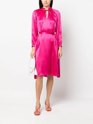 Hedvábné dlouhé šaty Yves Salomon růžové