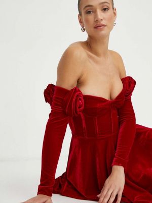 Мини рокля Bardot червено