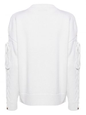 Sweter sznurowany wełniany koronkowy Nissa biały