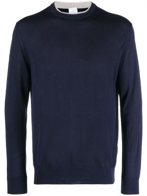 Копринен вълнен пуловер Eleventy синьо
