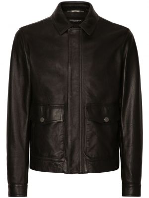 Bőr kabát Dolce & Gabbana fekete