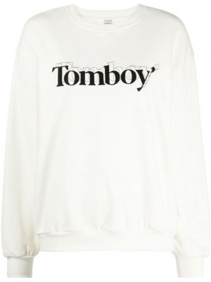 Βαμβακερός φούτερ με κέντημα Studio Tomboy λευκό