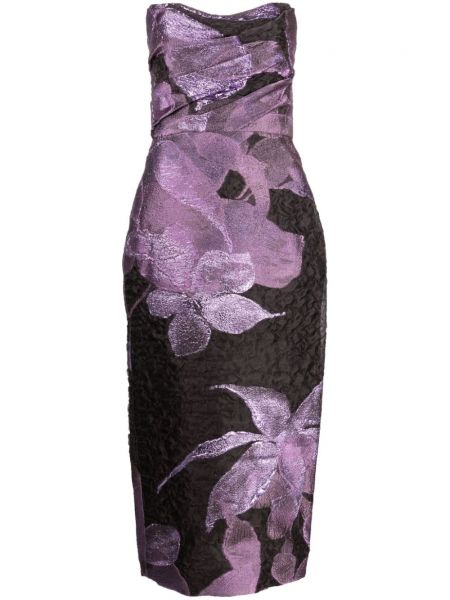 Midi haljina s cvjetnim printom s printom Amsale ljubičasta