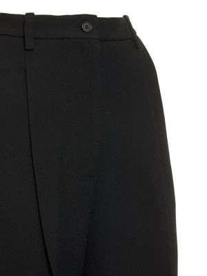 Pantaloni cu picior drept plisate Michael Kors Collection negru