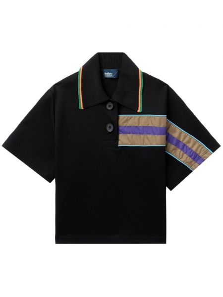 Asimetriškas dryžuotas polo marškinėliai Kolor juoda