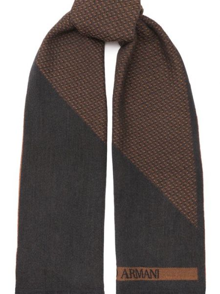 Шерстяной шарф Giorgio Armani коричневый