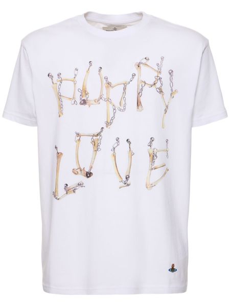 Raštuotas medvilninis marškinėliai Vivienne Westwood balta