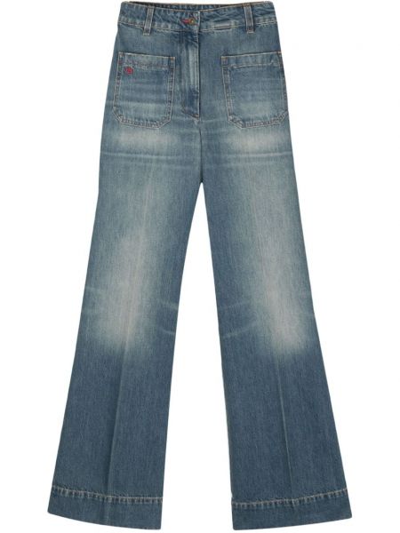 Voľné džínsy s výšivkou Victoria Beckham modrá