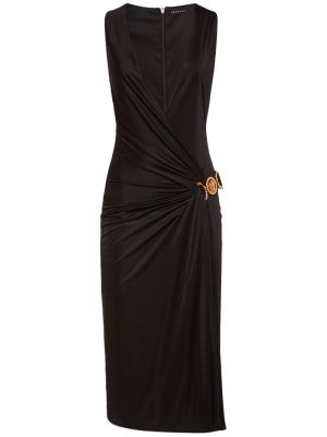 Rochie midi din viscoză din jerseu drapată Versace negru