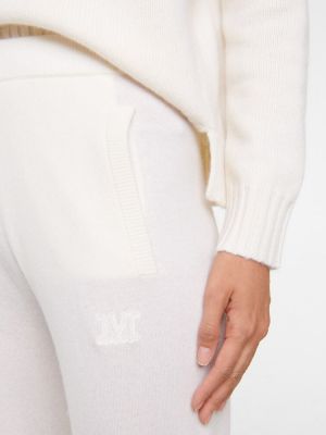 Кашмирени вълнени спортни панталони Max Mara бяло