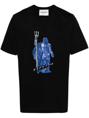 Памучна тениска с принт Iceberg черно