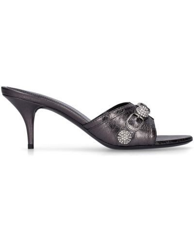 Kožené sandály Balenciaga stříbrné
